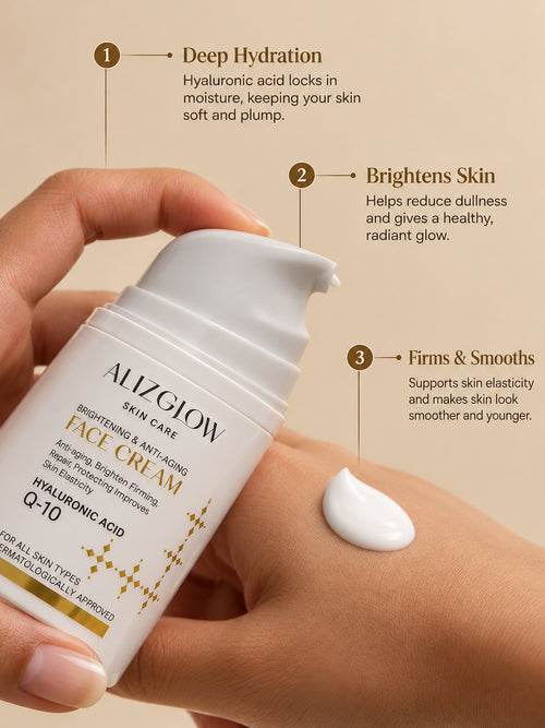 Alizglow Hyaluronic Acid + CoQ10 Face Cream for All Skin Types | 45ml